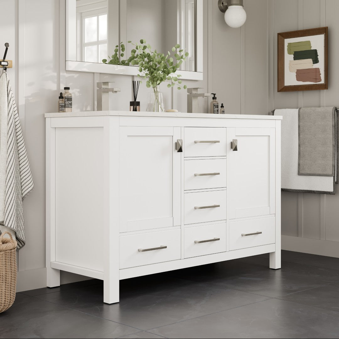Eviva London Bath Vanity with Carrara Quartz Top and Undermount Porcelain Sink (20"-60")
