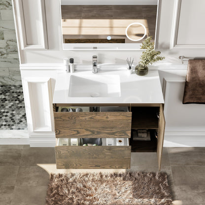 Eviva Ciocco Wall Mount Bath Vanity with Solid Surface Top and Integrated Sink