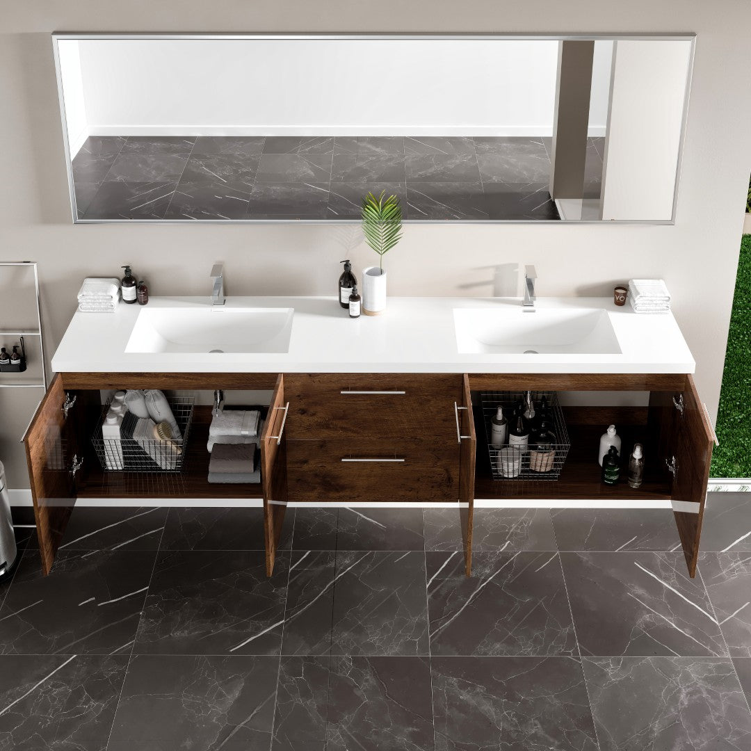Eviva Lumina Wall Mount Bath Vanity with Acrylic Top and Integrated Sinks