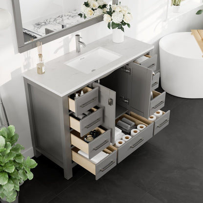 Eviva London Bath Vanity with Carrara Quartz Top and Undermount Porcelain Sink (20"-60")