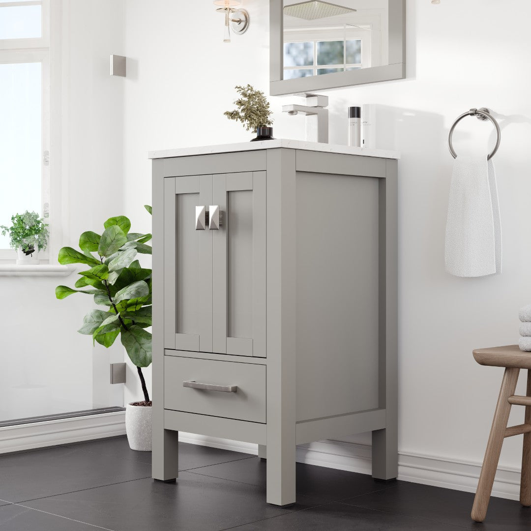 Eviva London Bath Vanity with Carrara Quartz Top and Undermount Porcelain Sink (20"-60")