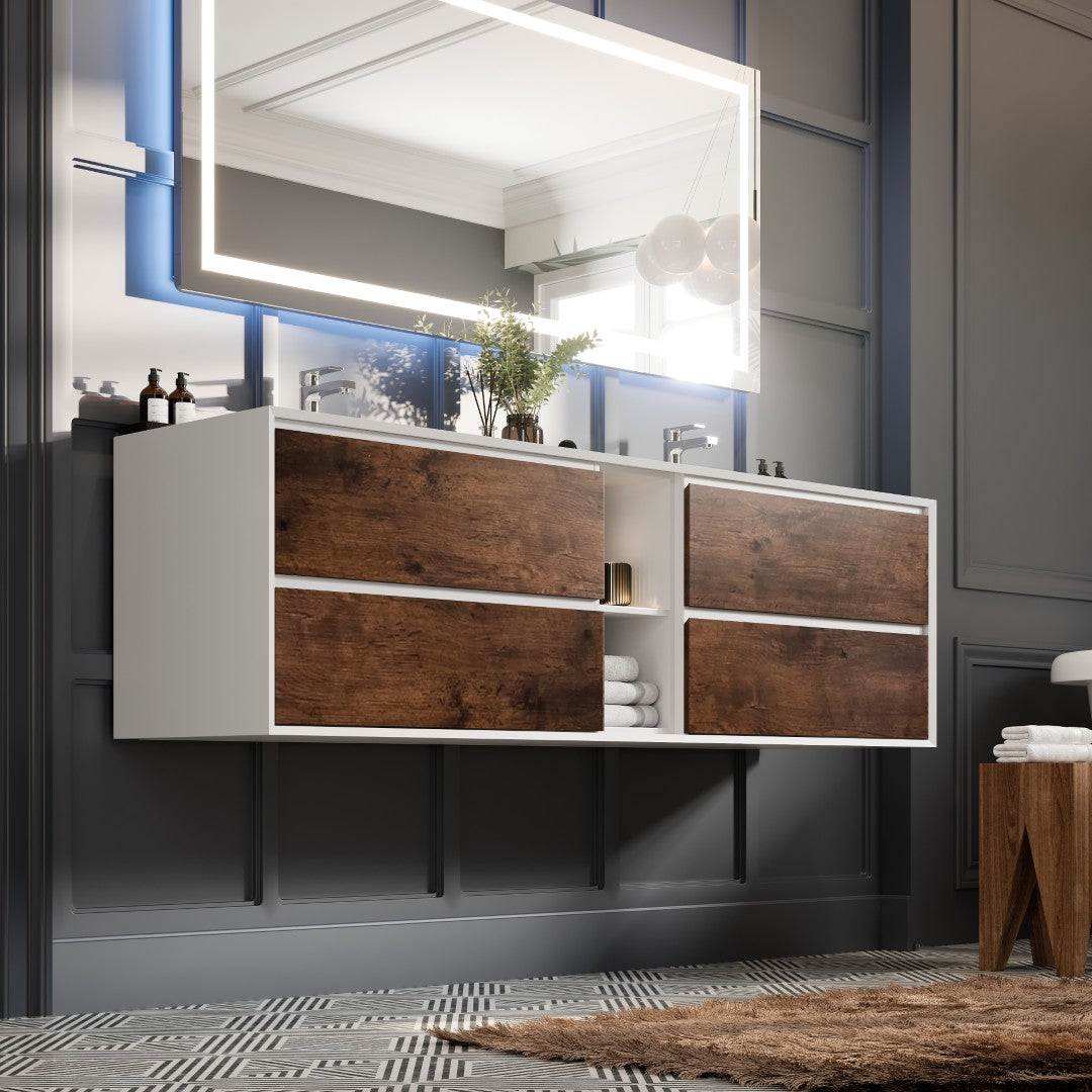Eviva Vienna Wall Mount Bath Vanity with Acrylic Top and Integrated Sink (36"-75")