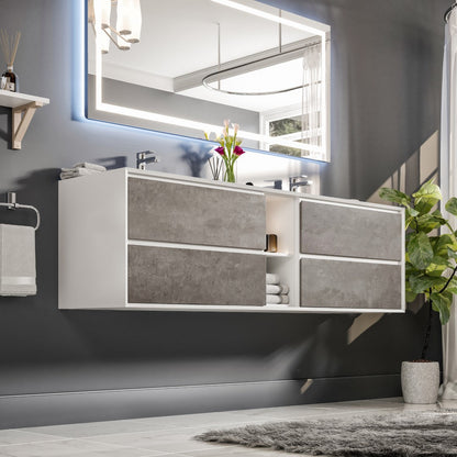 Eviva Vienna Wall Mount Bath Vanity with Acrylic Top and Integrated Sink (36"-75")
