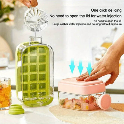 2-in-1 Ice Cube Tray & Water Bottle – Portable High-Capacity Ice Maker Mold for Home & Kitchen Summer Use