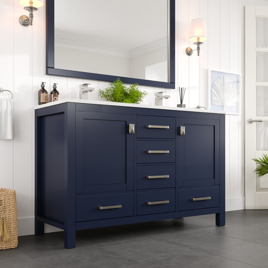 Eviva London Bath Vanity with Carrara Quartz Top and Undermount Porcelain Sink (20"-60")