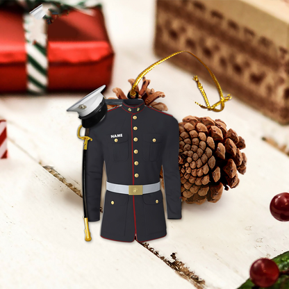 Marine Uniform Ornament - Personalized Custom Shaped Acrylic Ornament - Christmas Gift For Military, Army Dad, Husband