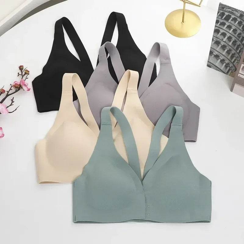 Front Open Seamless Push-Up Bra Wireless Deep V Comfort