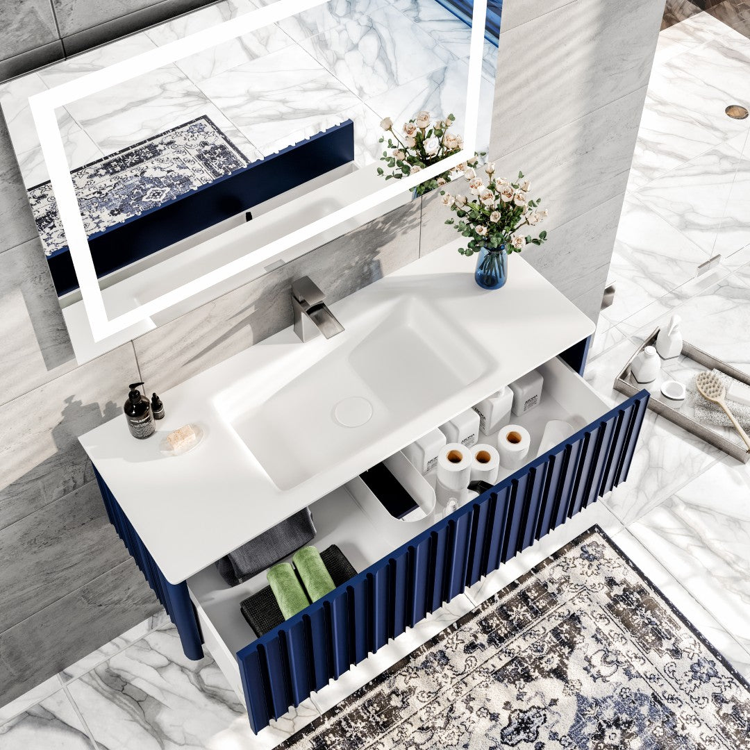 Eviva Dolce Vita Wall Mount Bath Vanity with Solid Surface Top and Integrated Sink