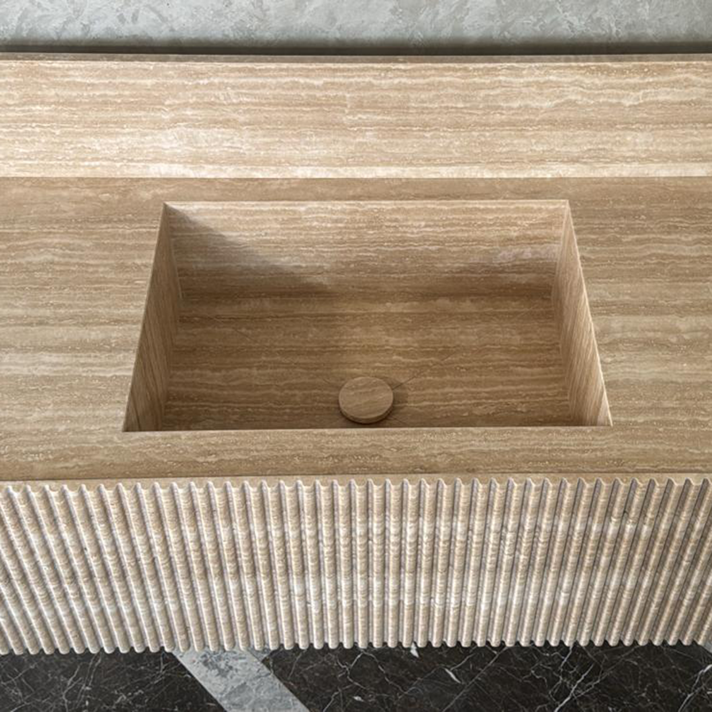 Marble Sink, Custom Travertine Sink, Handmade Beige Travertine Sink, Vein Cut Marble Vanity Top Sink, Marble Bathroom Sink, Vessel Sink (TR-124)