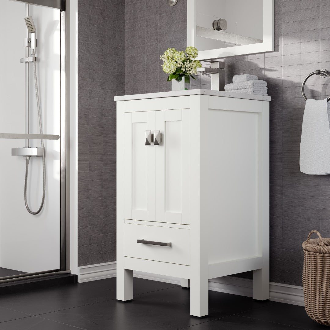 Eviva London Bath Vanity with Carrara Quartz Top and Undermount Porcelain Sink (20"-60")