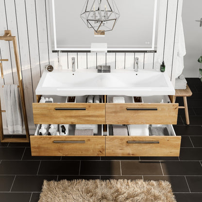 Eviva Surf Wall Mount Bath Vanity with Acrylic Top and Integrated Sink (36"-57")