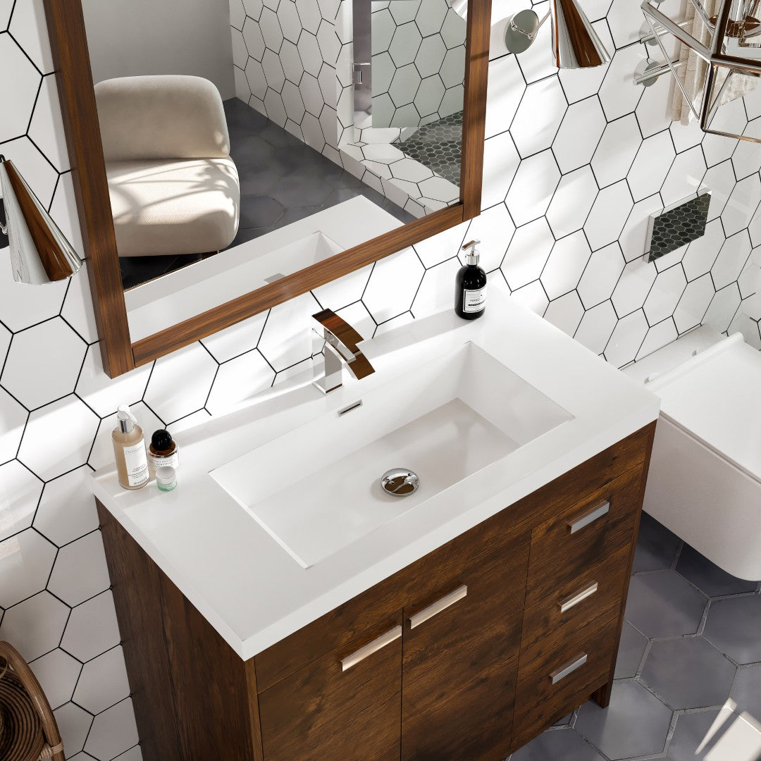 Eviva Lugano Bath Vanity with Acrylic Top and Integrated Sink (24"-84")
