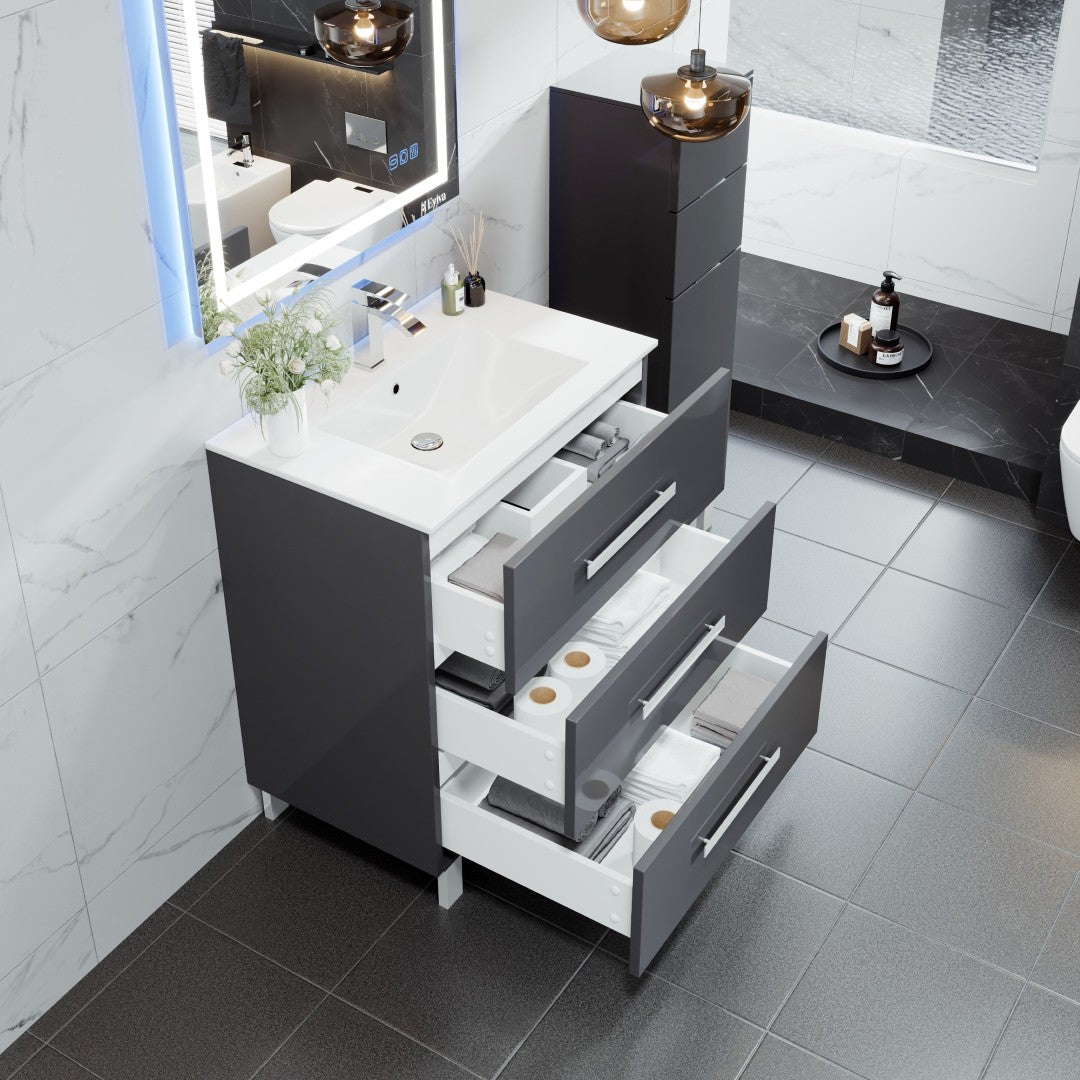 Eviva Libra Bath Vanity with Porcelain Top and Integrated Sink