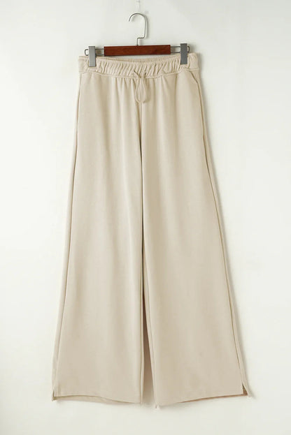 Apricot Solid Color Wide Leg Pants