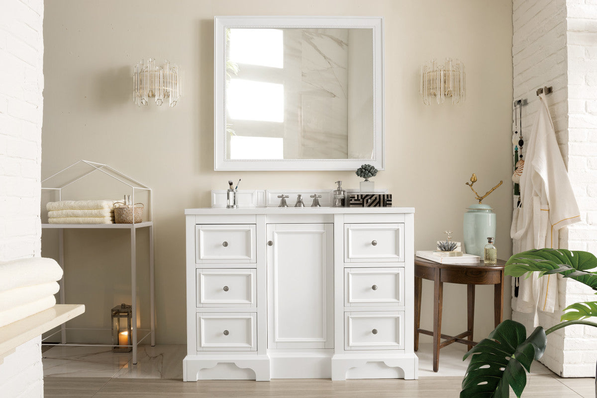 De Soto 48" Single Vanity Cabinet, Bright White