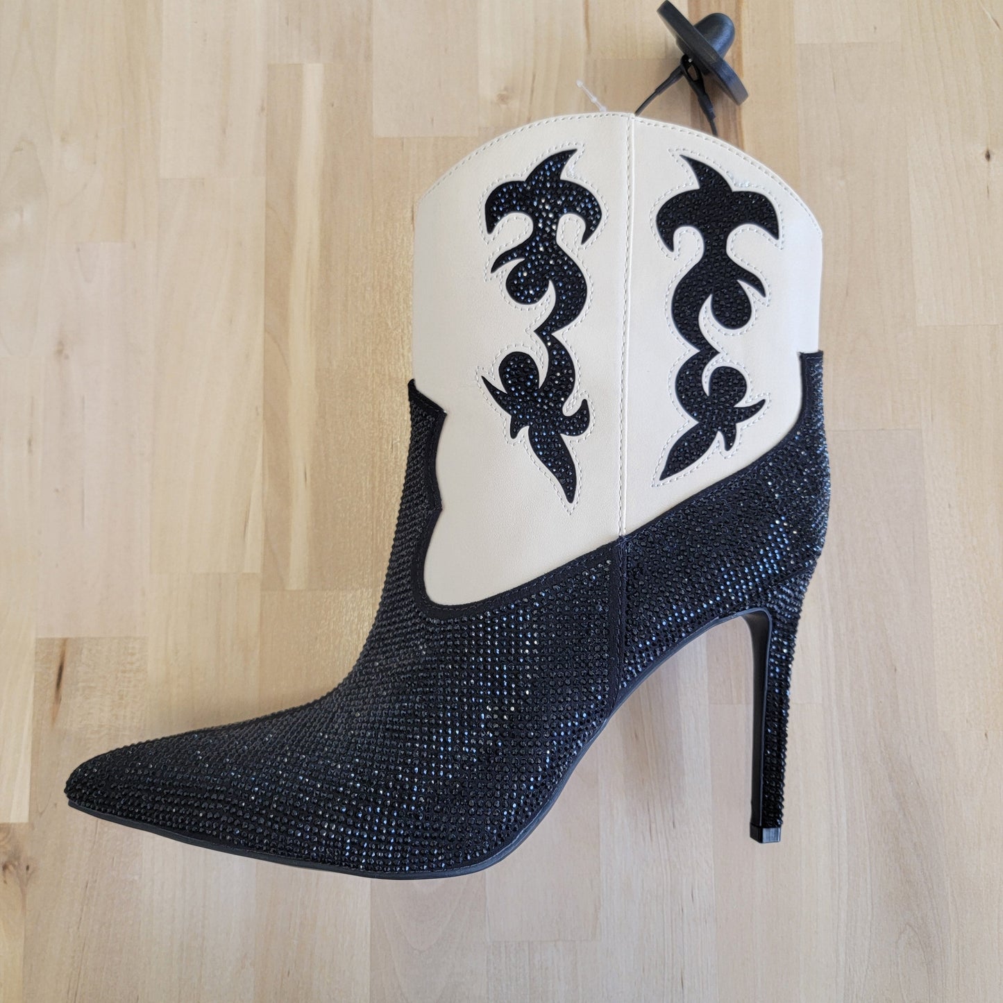 INC Shoe Size 8.5 Black & Cream Western Bling Bootie NWT