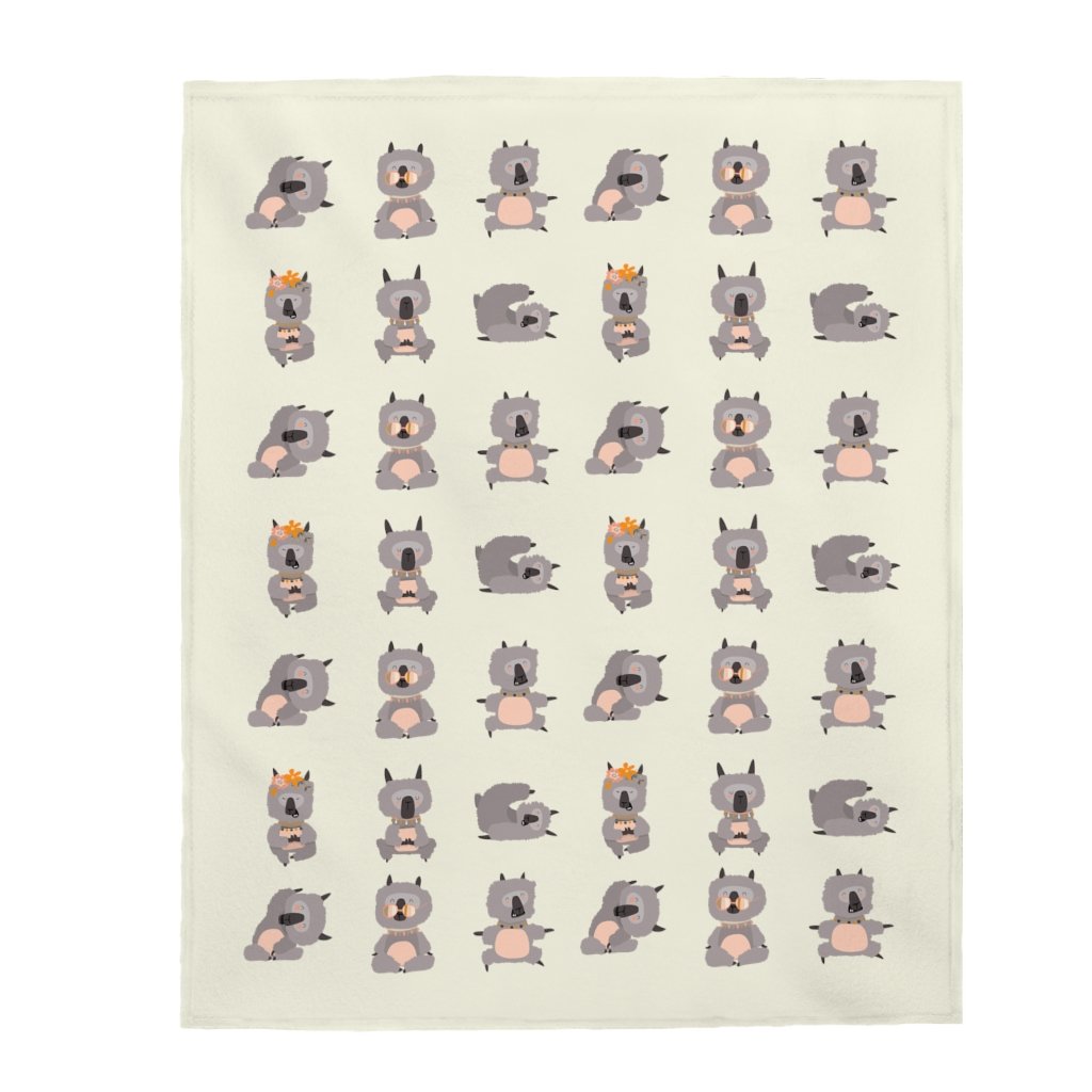 Lama Yoga Poses Velveteen Plush Blanket | Kitchen + Metal