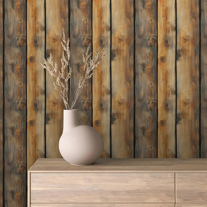 Fireside Cabin Wood Plank Wallpaper