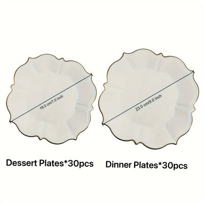 Elegant 60Piece White Disposable Plate Set for Events