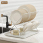 1pc Modern 2-Tier X-Shape Foldable Dish Drying Rack - Space-Saving