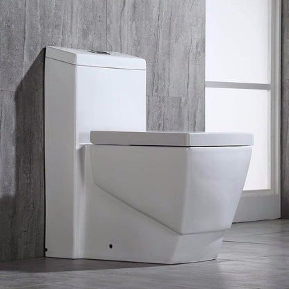 WOODBRIDGE Modern Square Design One Piece Dual Flush 1.28 GP Toilet,Chair Height with Soft Closing Seat