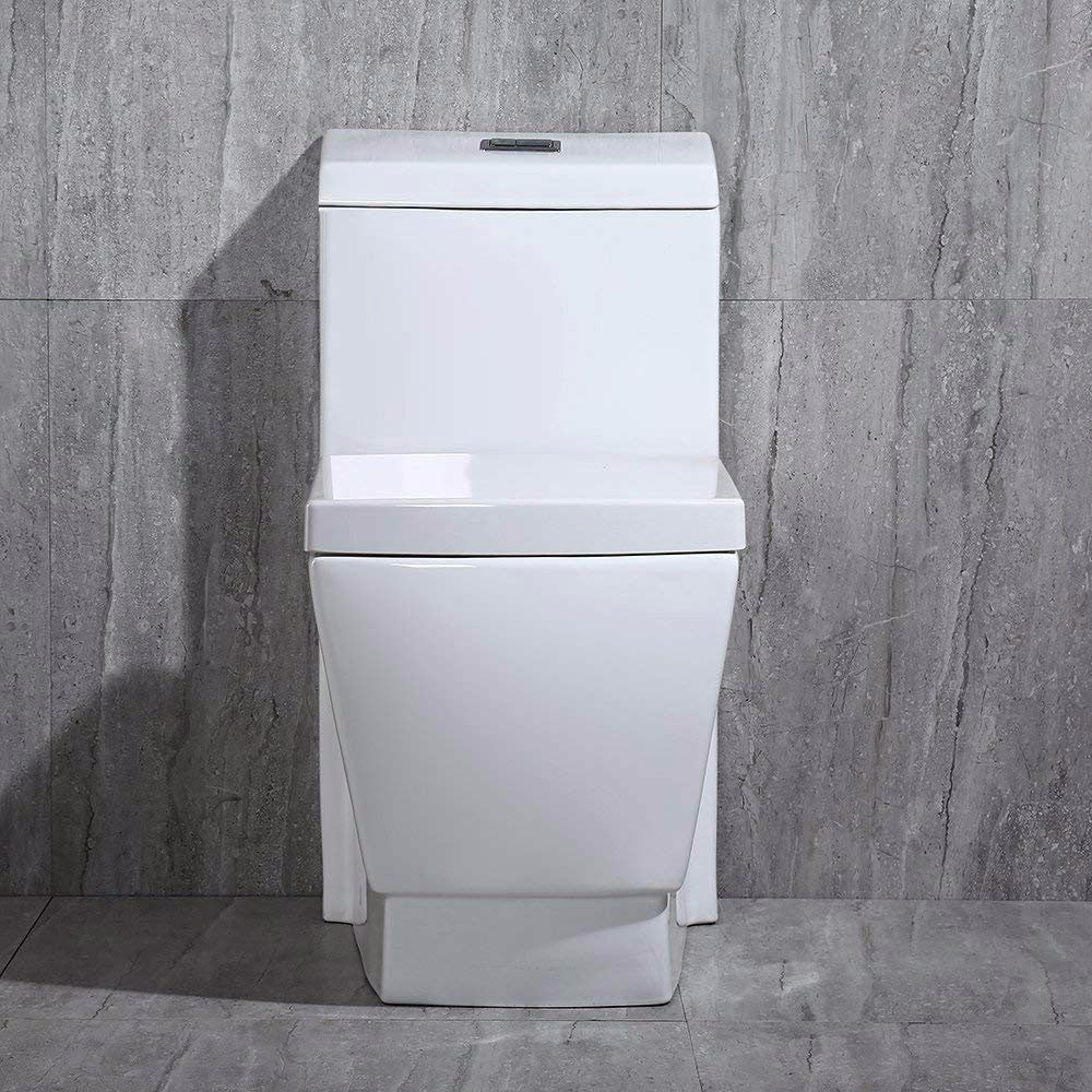WOODBRIDGE Modern Square Design One Piece Dual Flush 1.28 GP Toilet,Chair Height with Soft Closing Seat