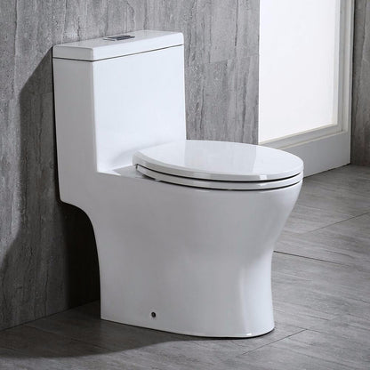 WOODBRIDGE One Piece Short Compact Bathroom Tiny Mini Commode Water Closet Dual Flush Concealed Trapway