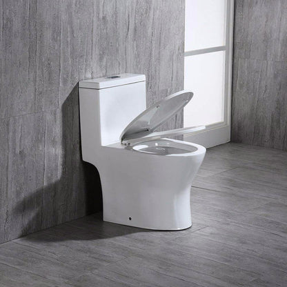 WOODBRIDGE One Piece Short Compact Bathroom Tiny Mini Commode Water Closet Dual Flush Concealed Trapway