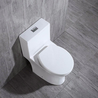 WOODBRIDGE One Piece Short Compact Bathroom Tiny Mini Commode Water Closet Dual Flush Concealed Trapway