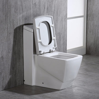 WOODBRIDGE Modern Square Design One Piece Dual Flush 1.28 GP Toilet,Chair Height with Soft Closing Seat
