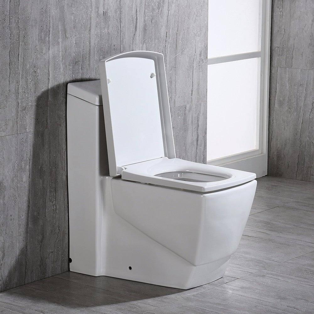 WOODBRIDGE Modern Square Design One Piece Dual Flush 1.28 GP Toilet,Chair Height with Soft Closing Seat