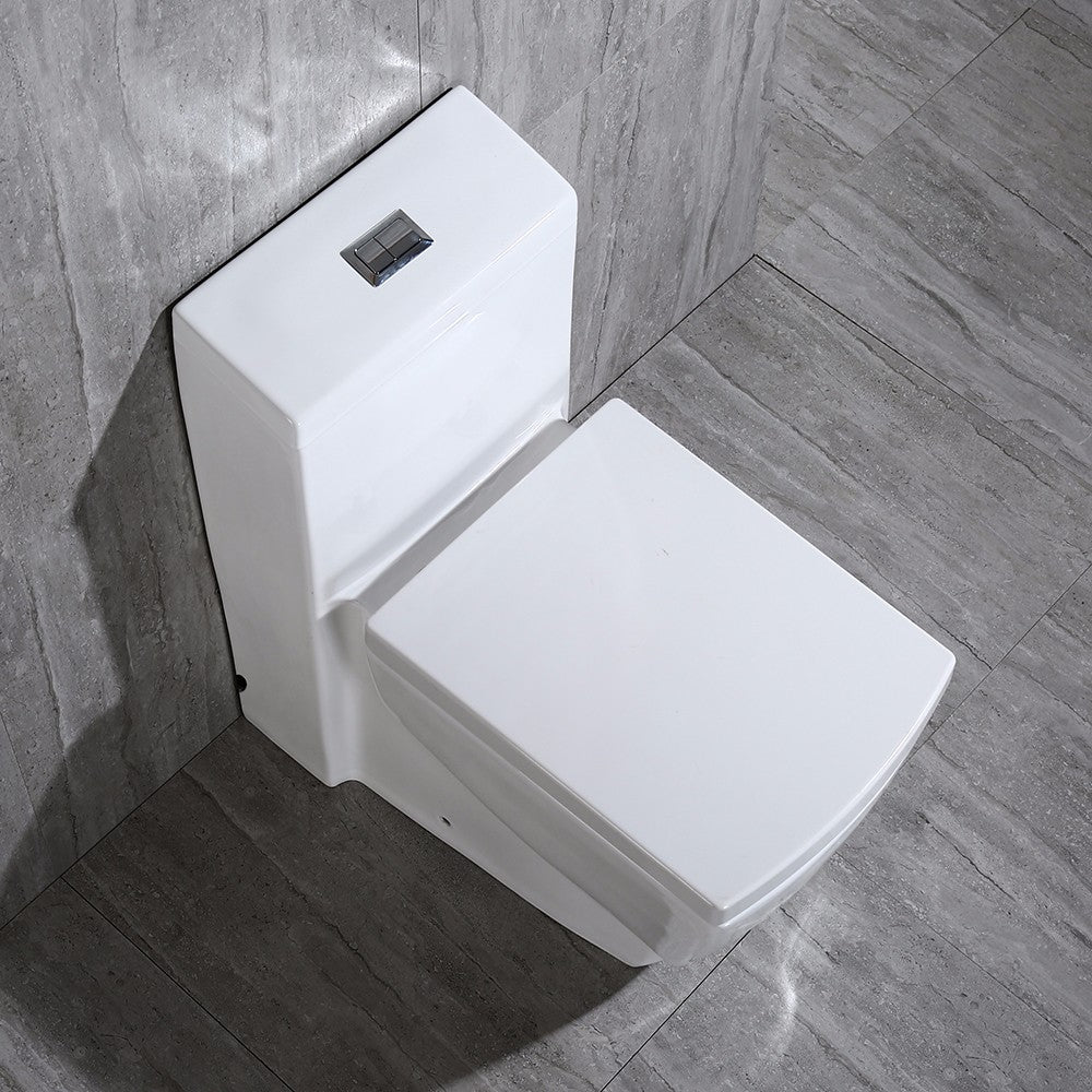 WOODBRIDGE Modern Square Design One Piece Dual Flush 1.28 GP Toilet,Chair Height with Soft Closing Seat