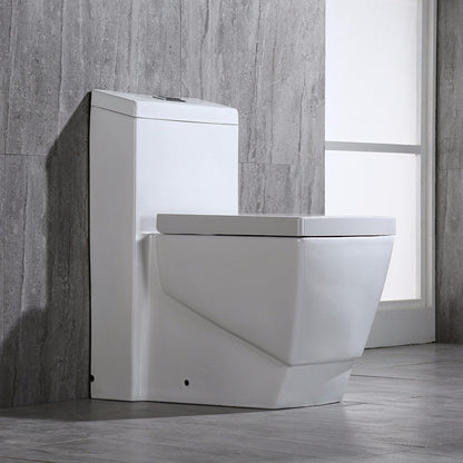 WOODBRIDGE Modern Square Design One Piece Dual Flush 1.28 GP Toilet,Chair Height with Soft Closing Seat