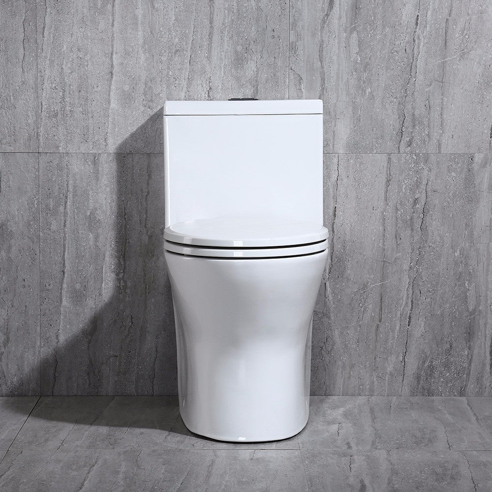 WOODBRIDGE One Piece Short Compact Bathroom Tiny Mini Commode Water Closet Dual Flush Concealed Trapway