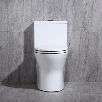 WOODBRIDGE One Piece Short Compact Bathroom Tiny Mini Commode Water Closet Dual Flush Concealed Trapway