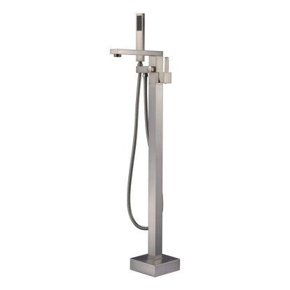 WOODBRIDGE F0003BN Contemporary Single Handle Floor Mount Freestanding Tub Filler Faucet with Hand shower