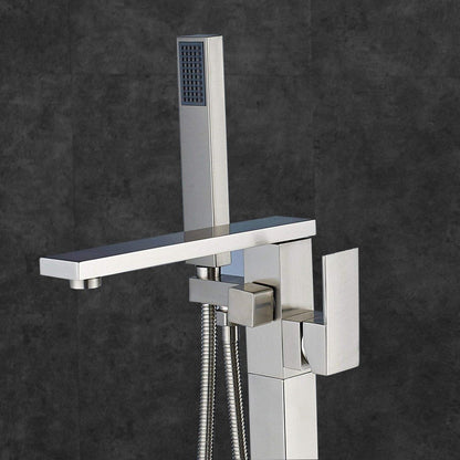WOODBRIDGE F0003BN Contemporary Single Handle Floor Mount Freestanding Tub Filler Faucet with Hand shower