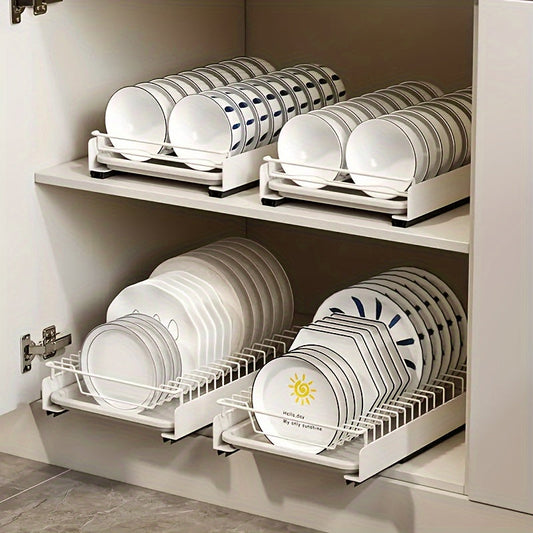 Space-Saving Stainless Steel Dish Rack - Pull-Out Kitchen Organizer | Home Organization | Kitchen + Metal