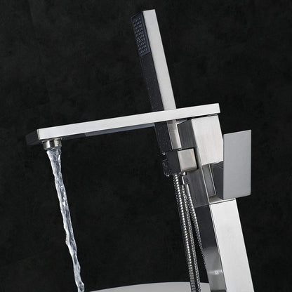 WOODBRIDGE F0003BN Contemporary Single Handle Floor Mount Freestanding Tub Filler Faucet with Hand shower