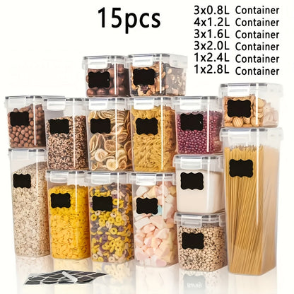 15pcs Airtight Food Storage Container Set with Lids - BPA-Free Plastic