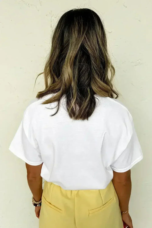 White FLOWER MARKET Letter Graphic T Shirt