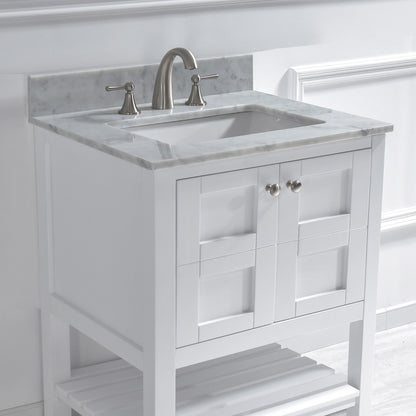 WOODBRIDGE 31" x 22" Vanity Top with Single Under Mount Rectangle Bowl, Carrara White Marble, Pre-drilled with 3-hole for 8-inch Widespread Faucet set up Option