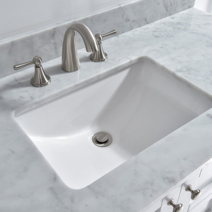 WOODBRIDGE 31" x 22" Vanity Top with Single Under Mount Rectangle Bowl, Carrara White Marble, Pre-drilled with 3-hole for 8-inch Widespread Faucet set up Option
