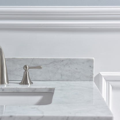 WOODBRIDGE 31" x 22" Vanity Top with Single Under Mount Rectangle Bowl, Carrara White Marble, Pre-drilled with 3-hole for 8-inch Widespread Faucet set up Option