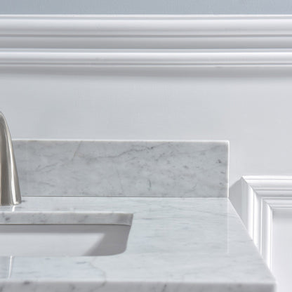 WOODBRIDGE 37" x22" Vanity Top with Single Under Mount Rectangle Bowl, Carrara White Marble, Pre-drilled with Single hole Faucet set up Option