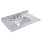 WOODBRIDGE 37" x22" Vanity Top with Single Under Mount Rectangle Bowl, Carrara White Marble, Pre-drilled with 3-hole for 8-inch Widespread Faucet set up Option