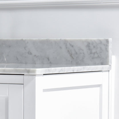 WOODBRIDGE 37" x22" Vanity Top with Single Under Mount Rectangle Bowl, Carrara White Marble, Pre-drilled with 3-hole for 8-inch Widespread Faucet set up Option