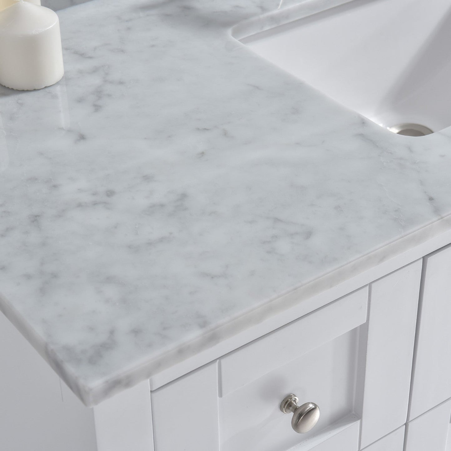 Best Seller WOODBRIDGE CAVT4322-8 Vanity Top with Under Mount Bowl, 43"x22", Carra White, Natural Stone