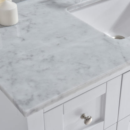 Best Seller WOODBRIDGE CAVT4322-8 Vanity Top with Under Mount Bowl, 43"x22", Carra White, Natural Stone