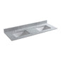 WOODBRIDGE 61" x 22" Vanity Top with Double Under Mount Rectangle Bowls, Carrara White Marble, Pre-drilled with 3-hole for 4-inch Centerset Faucet set up Option